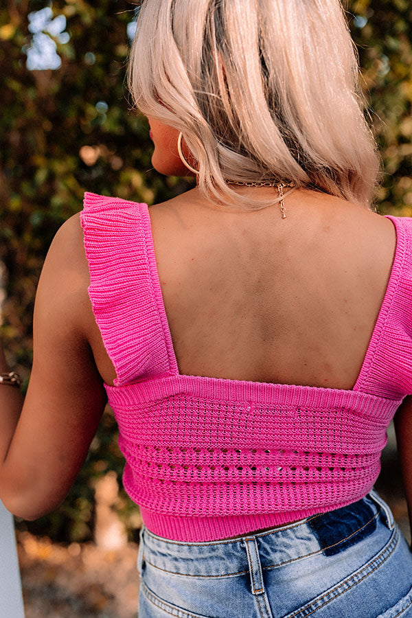 Caribbean Vibes Knit Crop Top In Pink