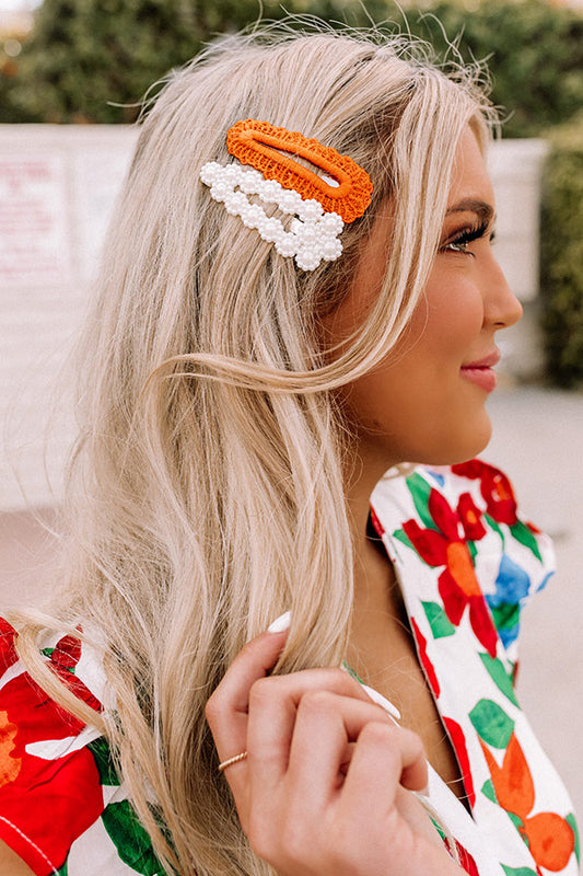 Divine Bliss Hair Clip Set In Orange