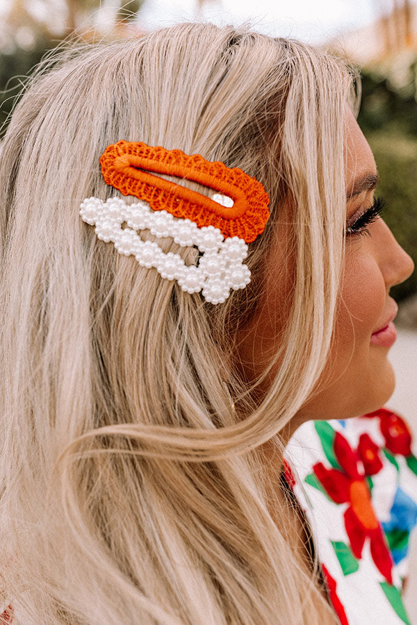 Divine Bliss Hair Clip Set In Orange