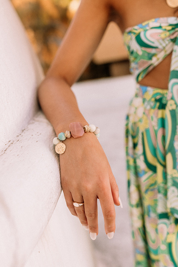 Catwalk Affair Semi Precious Bracelet Set In Aqua