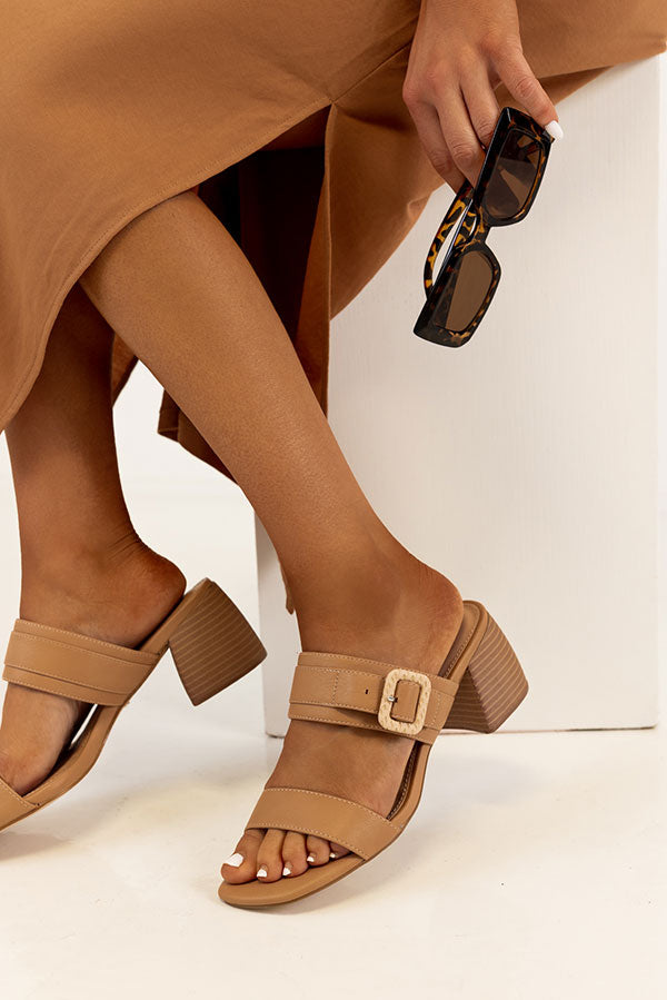 The Metro Faux Leather Heel In Tan