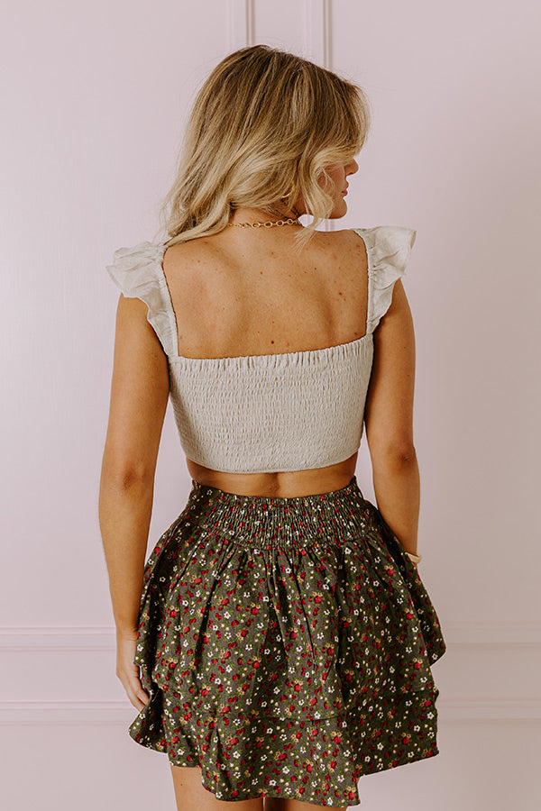Ocean Walk Smocked Crop Top