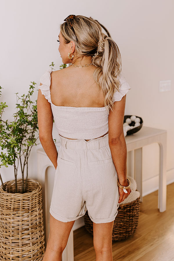 Ocean Walk Smocked Crop Top
