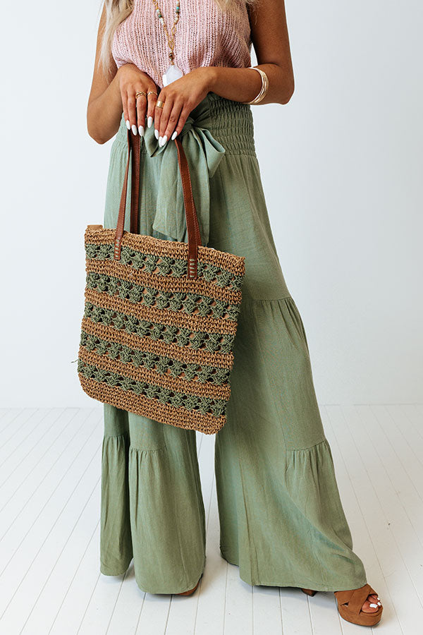 Desert Dreamer Woven Tote In Sage