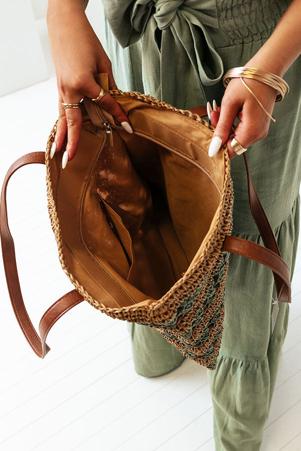 Desert Dreamer Woven Tote In Sage