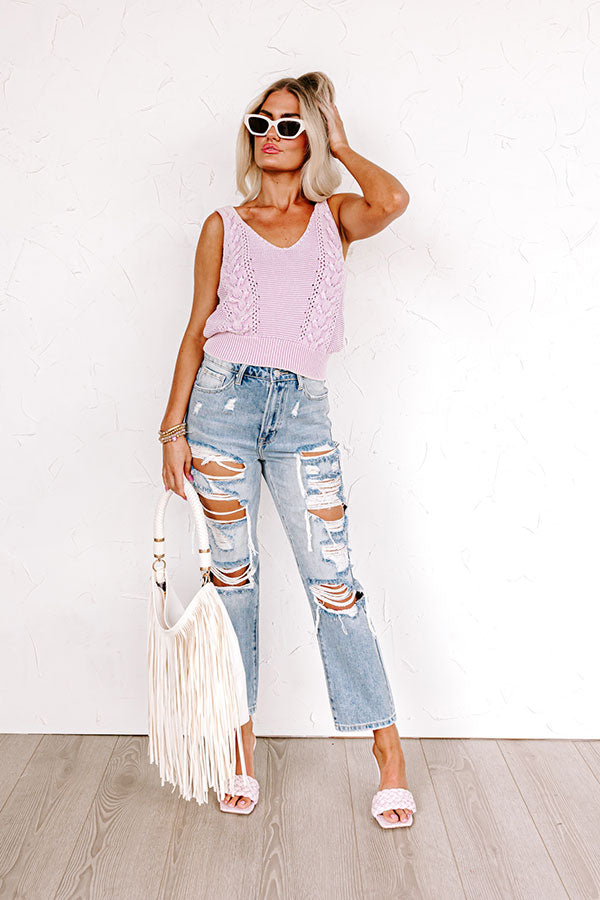 Cliffhanger Knit Tank In Lavender