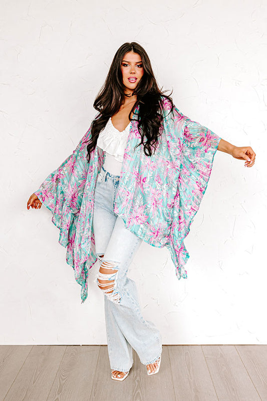 Forgotten Paradise Floral Overlay In Aqua