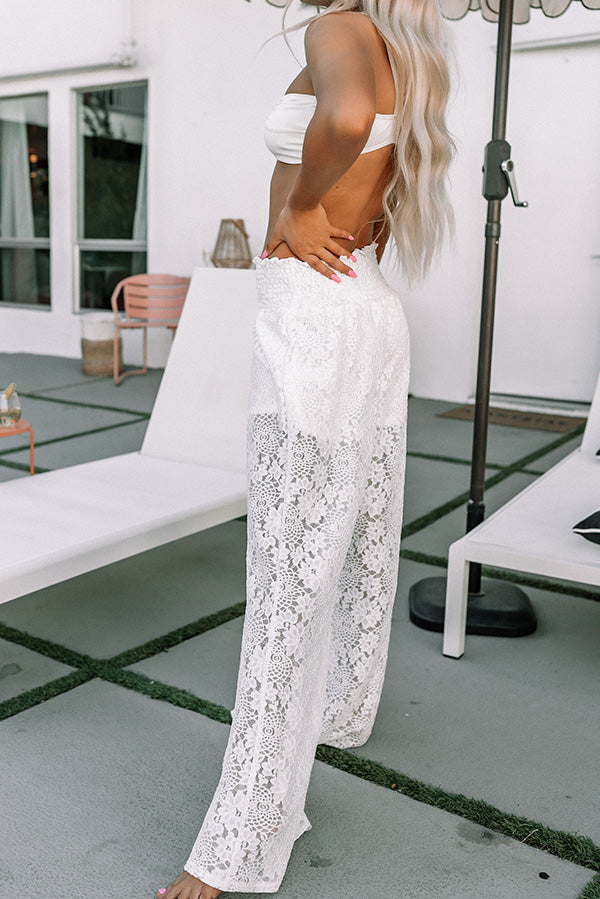 Boat Weekend High Waist Lace Pants in White