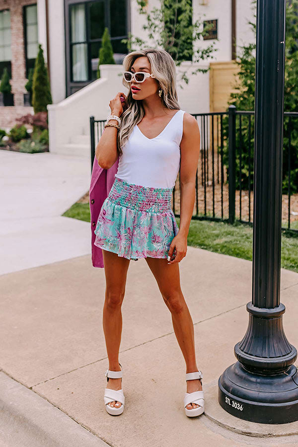VIP Pool Party High Waist Shorts in Aqua