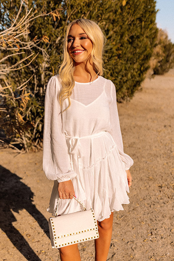 Made To Twirl Ruffle Dress In White