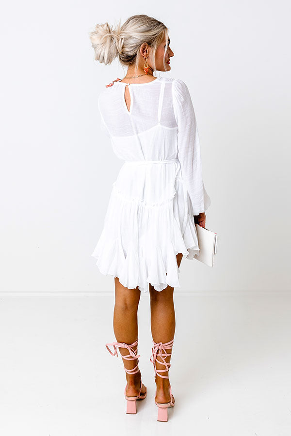 Made To Twirl Ruffle Dress In White
