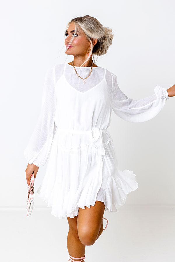 Made To Twirl Ruffle Dress In White