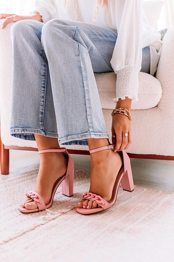 The Minnie Faux Leather Heel In Light Pink