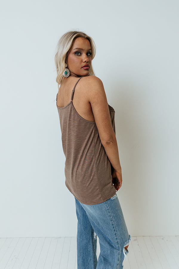 Beachy Bonding Shift Tank In Mocha
