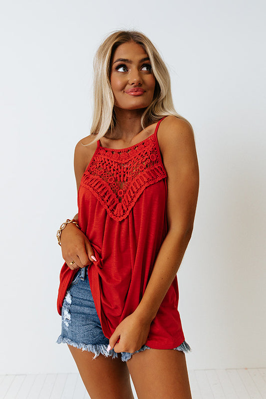 Beachy Bonding Shift Tank In Red