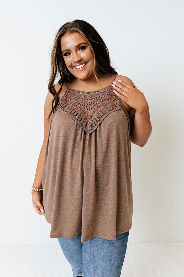 Beachy Bonding Shift Tank In Mocha Curves