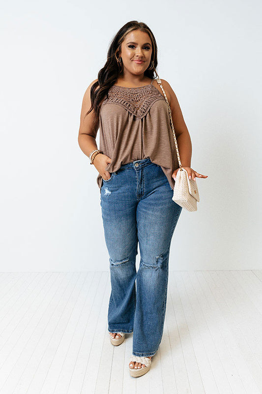 Beachy Bonding Shift Tank In Mocha Curves