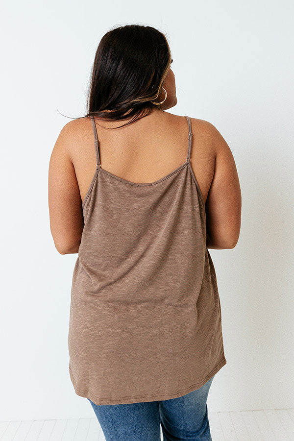 Beachy Bonding Shift Tank In Mocha Curves
