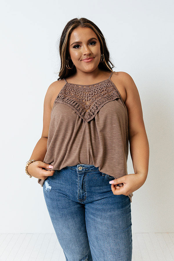 Beachy Bonding Shift Tank In Mocha Curves
