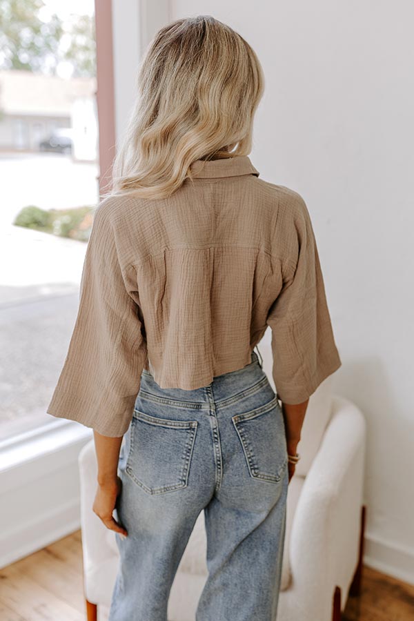 Exchanging Numbers Crop Top In Taupe