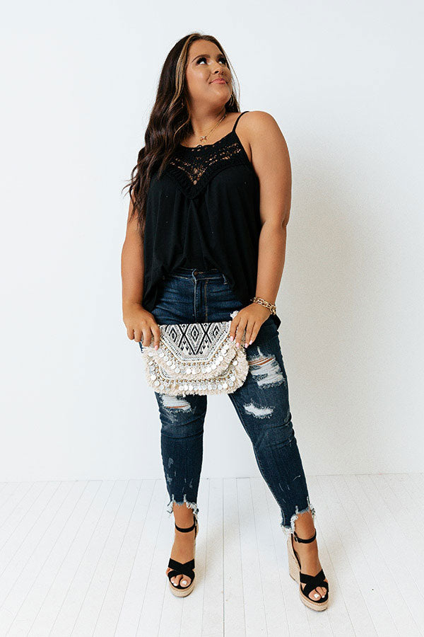 Beachy Bonding Shift Tank In Black Curves