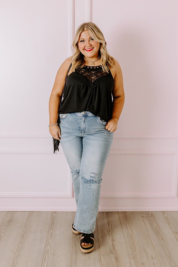 Beachy Bonding Shift Tank In Black Curves
