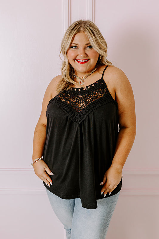 Beachy Bonding Shift Tank In Black Curves