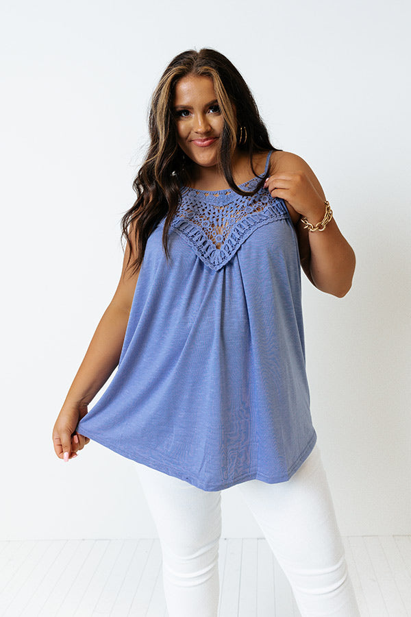 Beachy Bonding Shift Tank In Periwinkle Curves