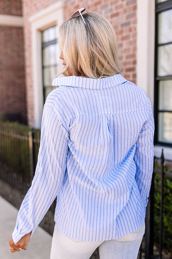 Wind In My Sails Stripe Button Up In Sky Blue