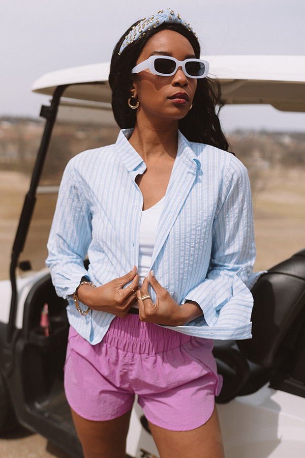 Wind In My Sails Stripe Button Up In Sky Blue