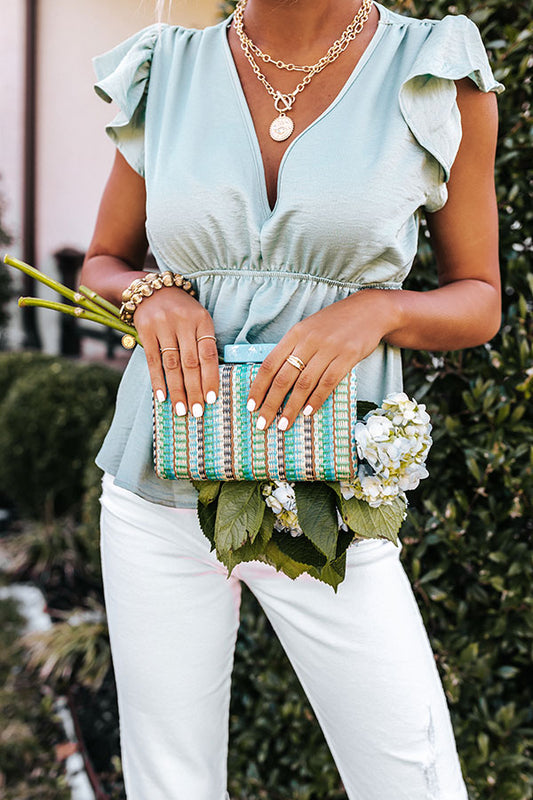 Hammock Swings Woven Clutch In Blue