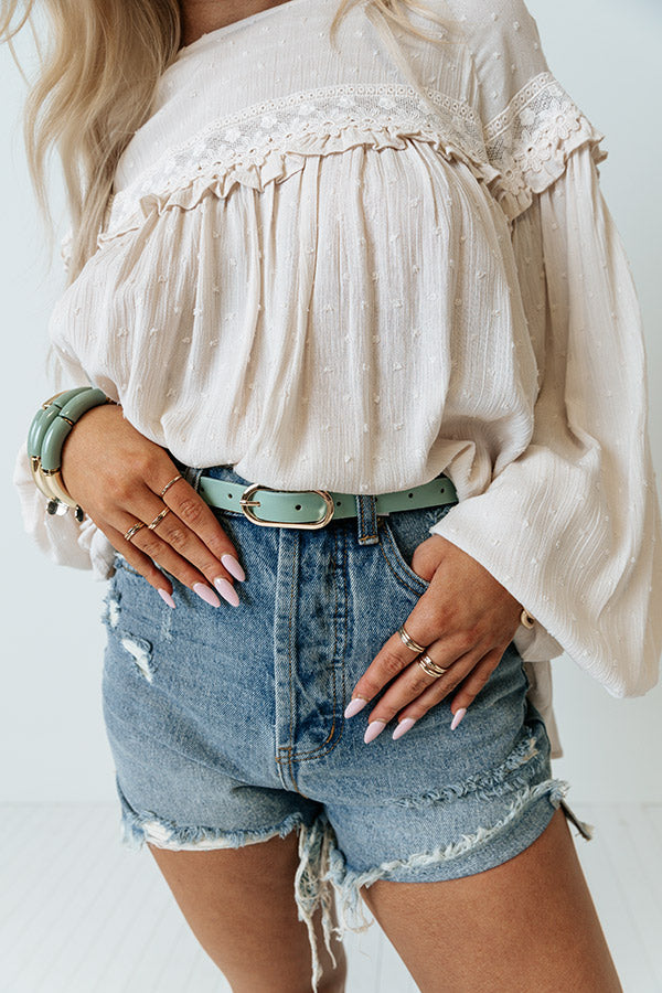 Take A Second Faux Leather Belt In Sage