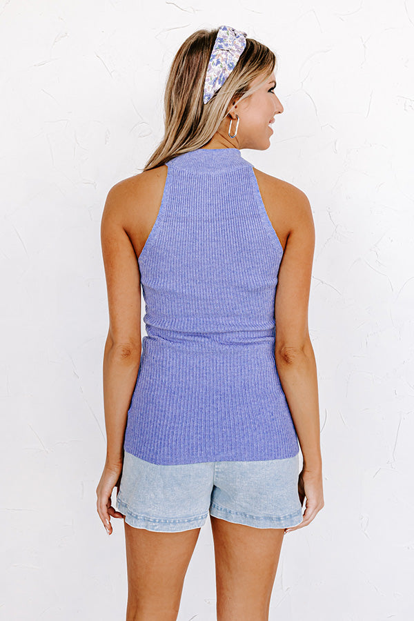 New York Grove Ribbed Top In Periwinkle