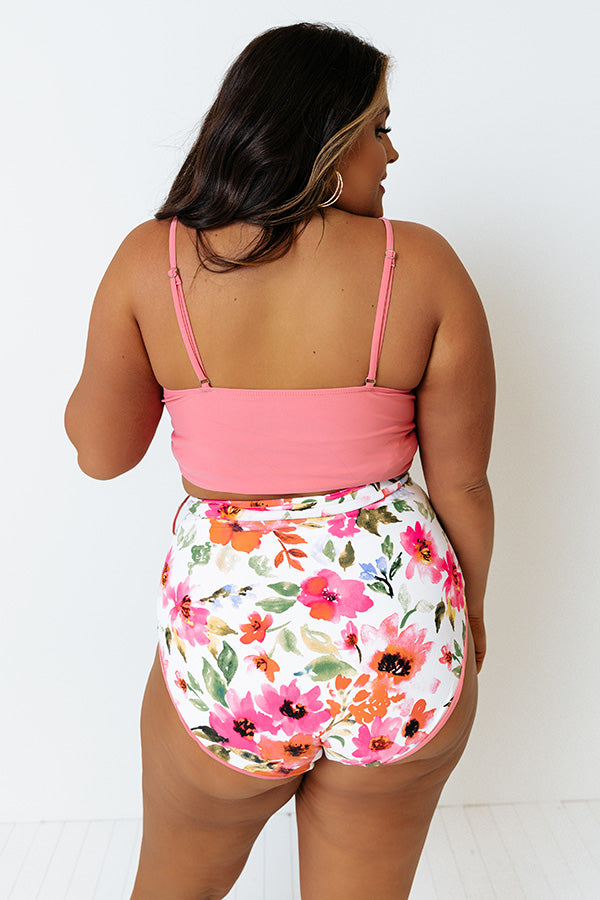 St. Thomas Treat High Waist Reversible Bikini Bottoms in Pink Curves