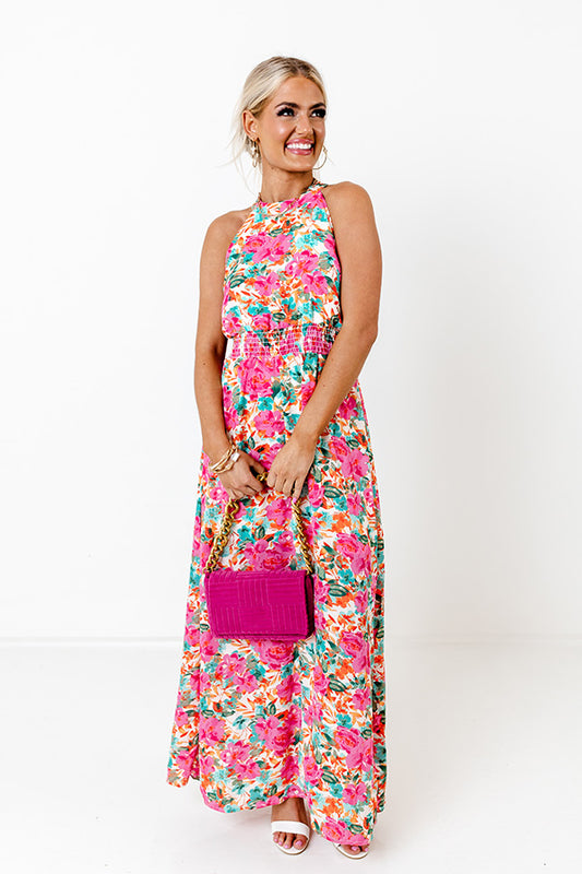 Ready For Fame Floral Maxi in Peach