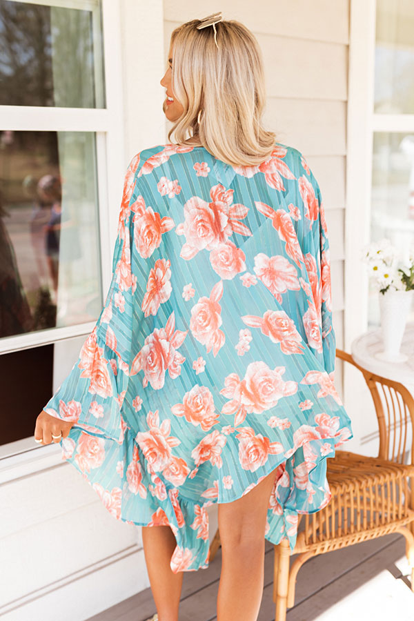 Forgotten Paradise Floral Overlay In Turquoise