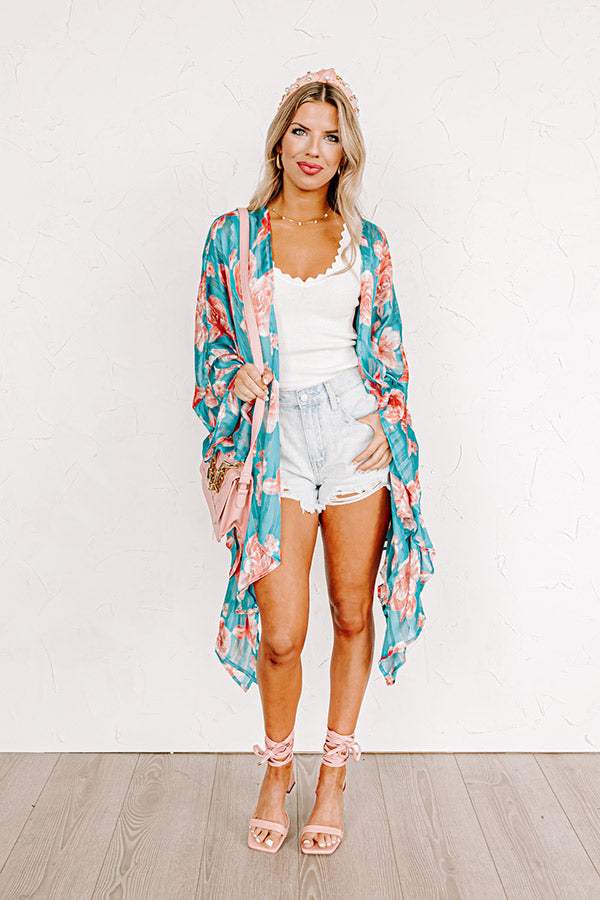 Forgotten Paradise Floral Overlay In Turquoise