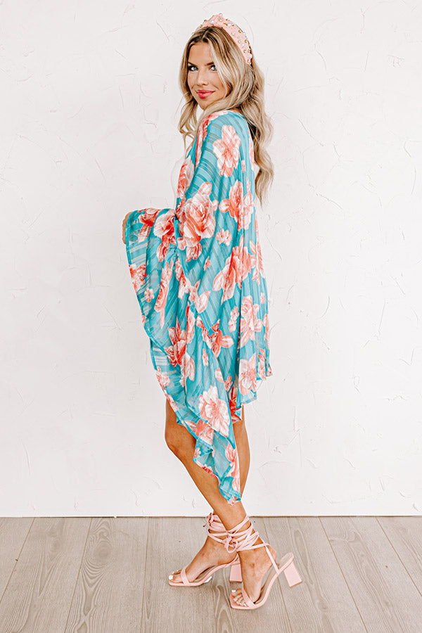 Forgotten Paradise Floral Overlay In Turquoise