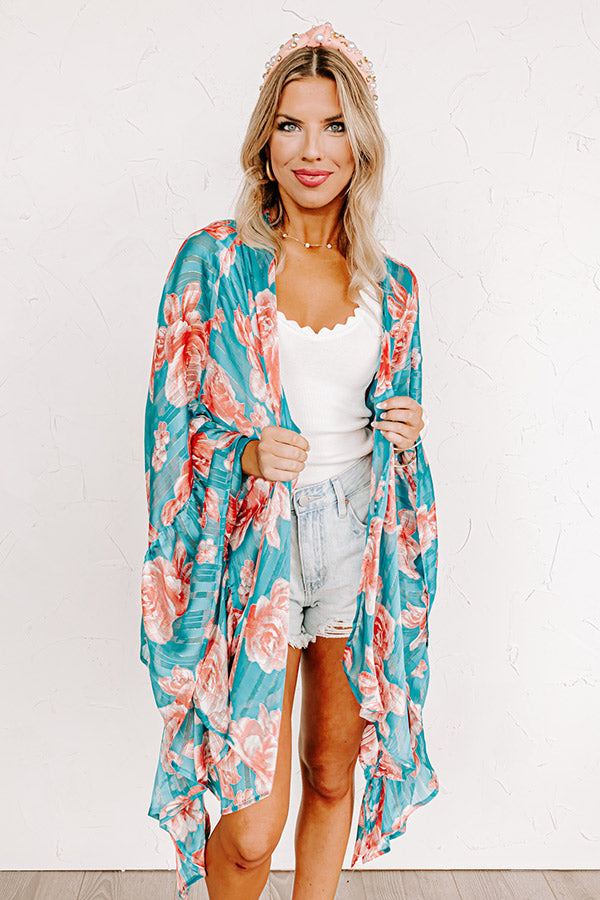 Forgotten Paradise Floral Overlay In Turquoise