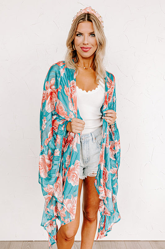Forgotten Paradise Floral Overlay In Turquoise