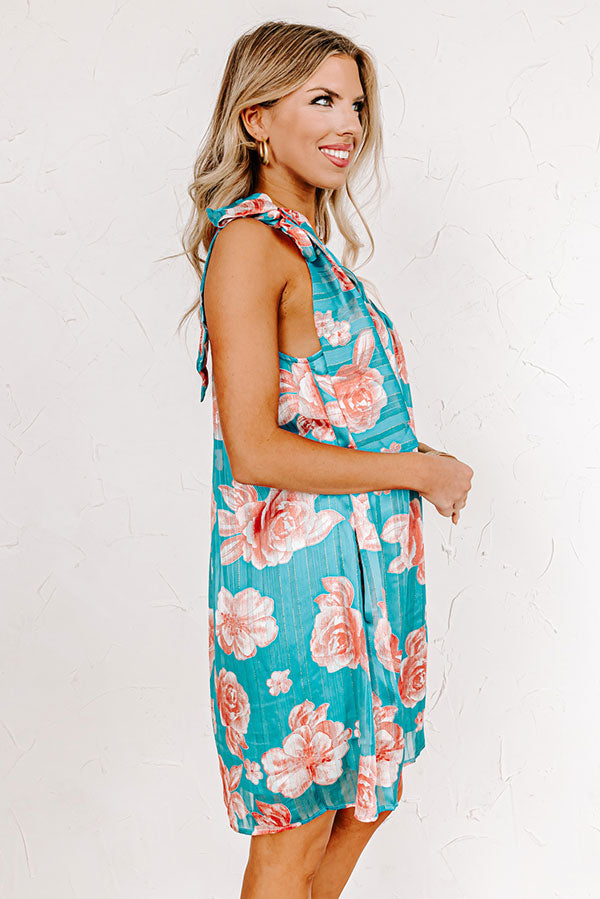 Be Mine Forever Floral Dress in Turquoise
