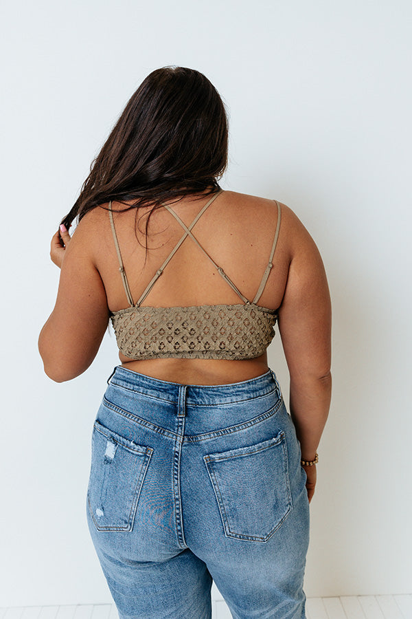 Paris Premier Lace Bralette In Martini Olive Curves