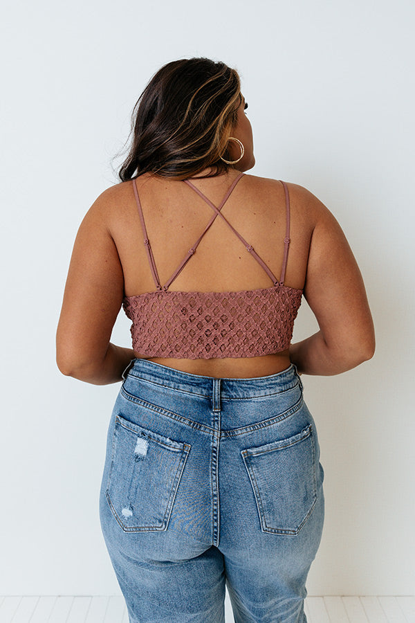 Paris Premier Lace Bralette In Rustic Rose Curves