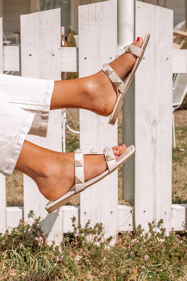 The Roxbury Studded Sandal In Light Beige