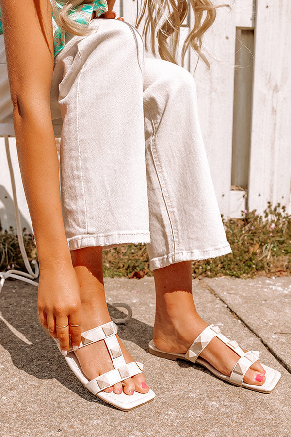 The Roxbury Studded Sandal In Light Beige