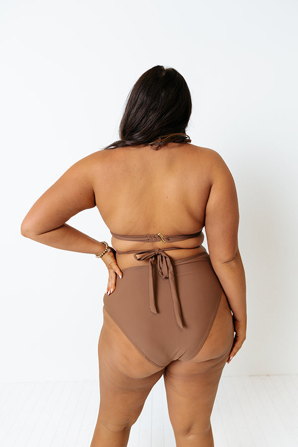 Sandy Seaside High Waist Bikini Bottom in Chocolate Curves