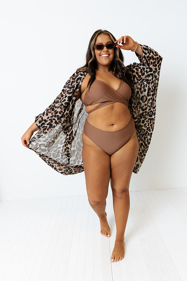Sandy Seaside High Waist Bikini Bottom in Chocolate Curves