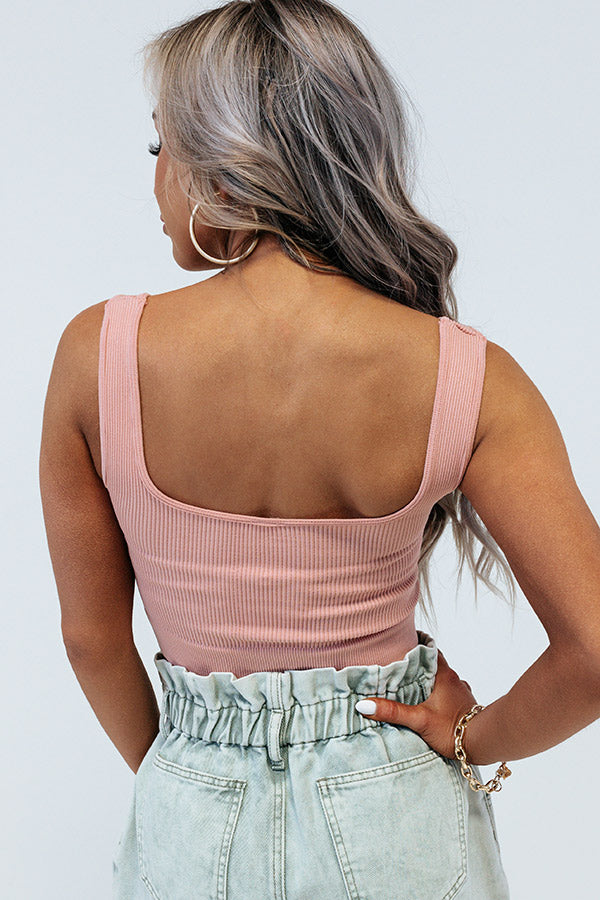 Cuteness On Repeat Ribbed Crop Tank In Pink