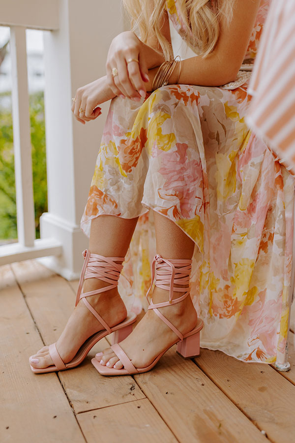 The Sheela Faux Leather Lace Up Heel In Blush