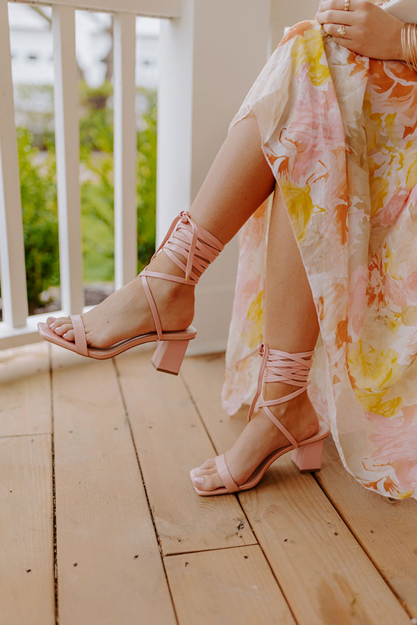 The Sheela Faux Leather Lace Up Heel In Blush